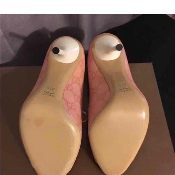 AUTHENTIC Gucci stiletto peep toe heels rose  w GG - Picture 3 of 4